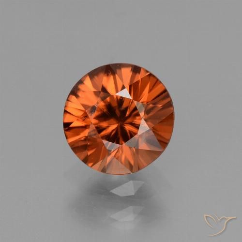1.36ct Natural Amber Orange Zircon, Round, VS