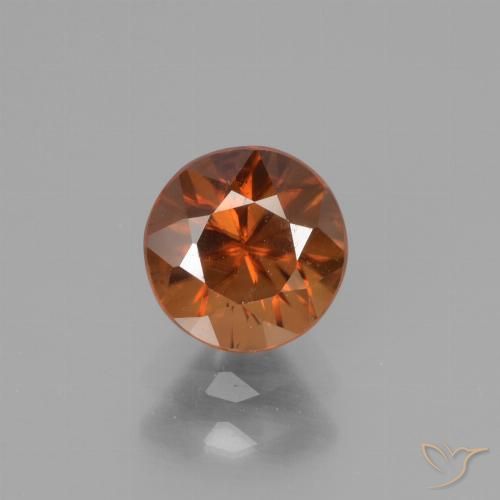1.35ct Natural Deep Orange Zircon, Round, VS