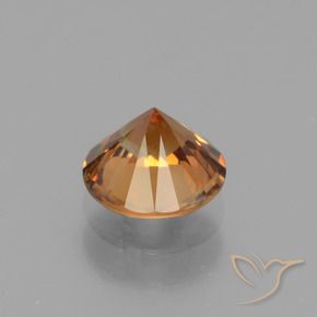 Zircon Gemstone in 6.5 mm (calibrated) Size for Sale, Zircon Stone in Deep Orange Color