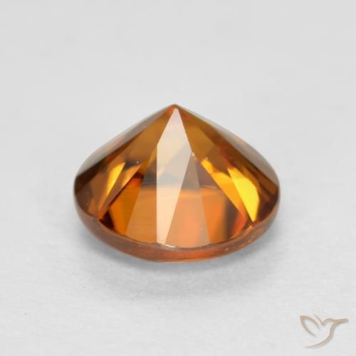Zircon Gemstone in 6 mm (calibrated) Size for Sale, Zircon Stone in Dark Orange Color
