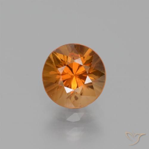 Circón naranja de 1,51 quilates, corte de diamante de 6,4 mm de Camboya, Photo A
