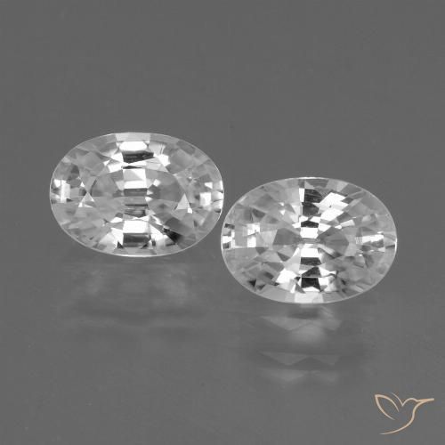 2.56 ct White Zircon, 7.1 x 5.1 mm Oval Cut From Cambodia, Photo A
