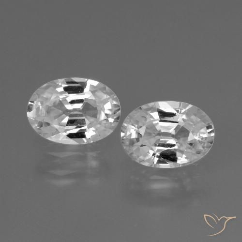2.3 ct White Zircon, 7 x 5 mm Oval Cut From Cambodia, Photo A