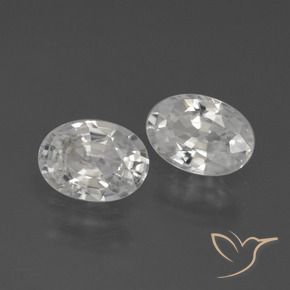 2.22 ctw White Zircon Stones, Natural Zircon in Oval Facet Shape for Sale