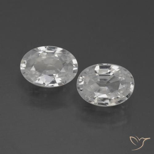 2.09 ct White Zircon, 6.7 x 5 mm Oval Cut From Cambodia, Photo A