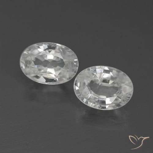 2.30 ctw White Zircon Gemstones, Zircon Gems in Oval Facet Shape for Sale.