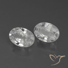 2.30 ctw White Zircon Stones, Natural Zircon in Oval Facet Shape for Sale