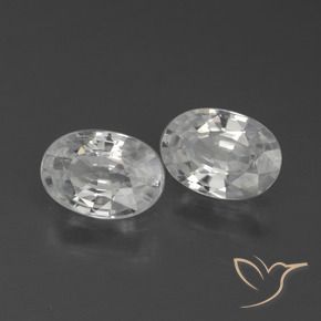 2.16 ctw White Zircon Stones, Natural Zircon in Oval Facet Shape for Sale