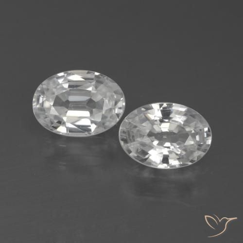 2.23 ct White Zircon, 7 x 5 mm Oval Cut From Cambodia, Photo A