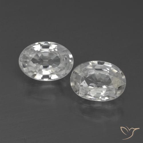 2.37 ct White Zircon, 7 x 5.1 mm Oval Cut From Cambodia, Photo A