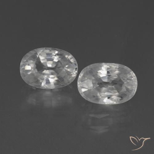 2.74 ct White Zircon, 7.1 x 5 mm Oval Cut From Cambodia, Photo A