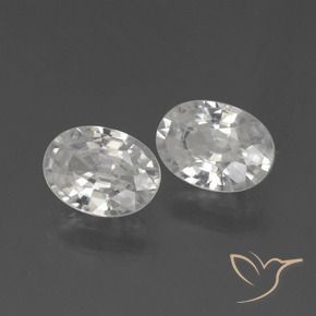 2.35 ctw White Zircon Stones, Natural Zircon in Oval Facet Shape for Sale