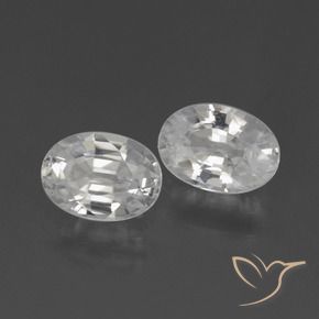 2.46 ctw White Zircon Stones, Natural Zircon in Oval Facet Shape for Sale