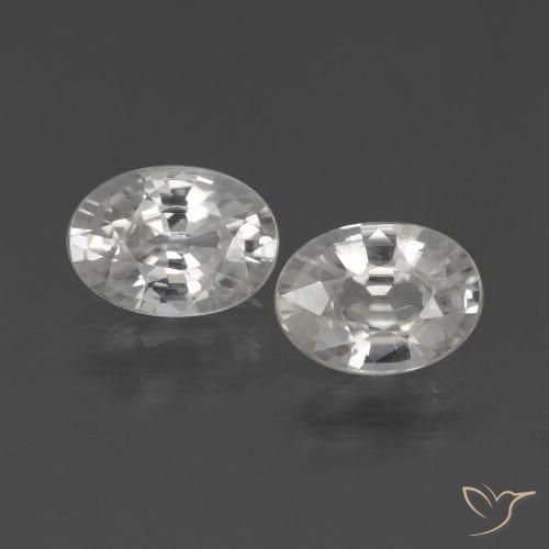 2.27 ct White Zircon, 6.9 x 5.1 mm Oval Cut From Cambodia, Photo A