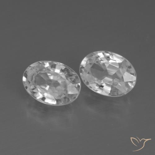 2.36 ctw White Zircon Stones, Natural Zircon in Oval Facet Shape for Sale