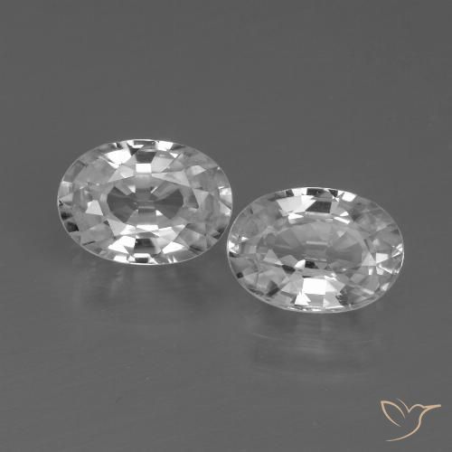2.57 ct White Zircon, 7.1 x 5.1 mm Oval Cut From Cambodia, Photo A