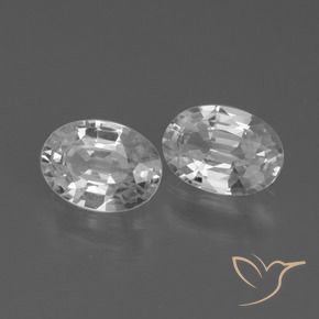 2.33 ctw White Zircon Stones, Natural Zircon in Oval Facet Shape for Sale