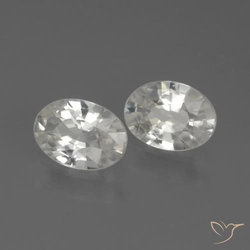 2.05 ctw White Zircon Stones, Natural Zircon in Oval Facet Shape for Sale