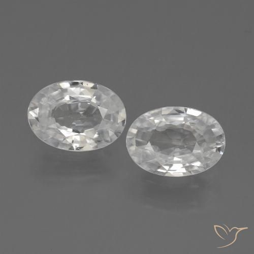 2.2 ct White Zircon, 7.1 x 5.1 mm Oval Cut From Cambodia, Photo A
