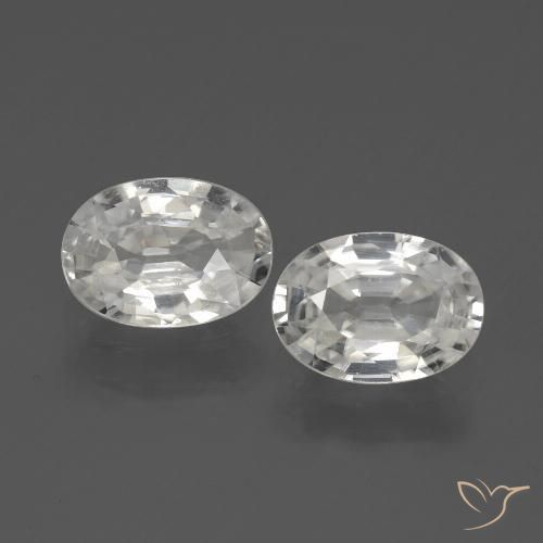 2.29 ct White Zircon, 7.1 x 5.1 mm Oval Cut From Cambodia, Photo A