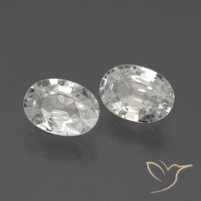 2.29 ctw White Zircon Stones, Natural Zircon in Oval Facet Shape for Sale