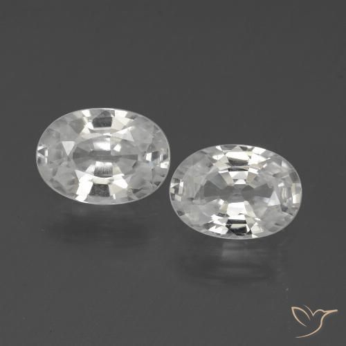 2.29 ct White Zircon, 7.1 x 5.1 mm Oval Cut From Cambodia, Photo A