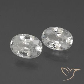 2.29 ctw White Zircon Stones, Natural Zircon in Oval Facet Shape for Sale
