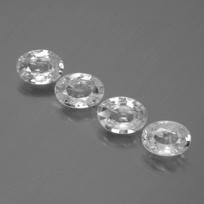 3.73 ctw White Zircon Gemstones, Zircon Gems in Oval Facet Shape for Sale.