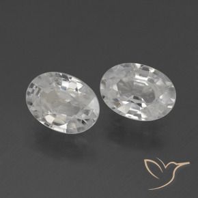 2.46 ctw White Zircon Stones, Natural Zircon in Oval Facet Shape for Sale