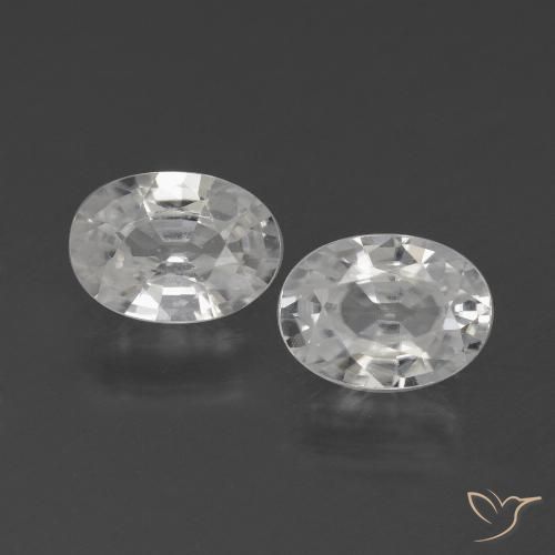 2 piezas de Circón Blanco Ovalada a juego en tamaño 7 x 5,1mm, peso 2,33 ct en total / promedio. 1,17 ct cada uno, Blanco en claridad vvs, piedra preciosa natural , dureza de Mohs 6.5 - 7.5 Adecuado para joyas de uso diario, Exhibe gran brillo, Photo A