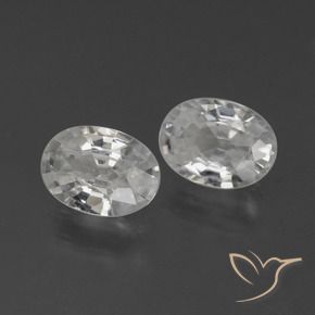 2.33 ctw White Zircon Stones, Natural Zircon in Oval Facet Shape for Sale