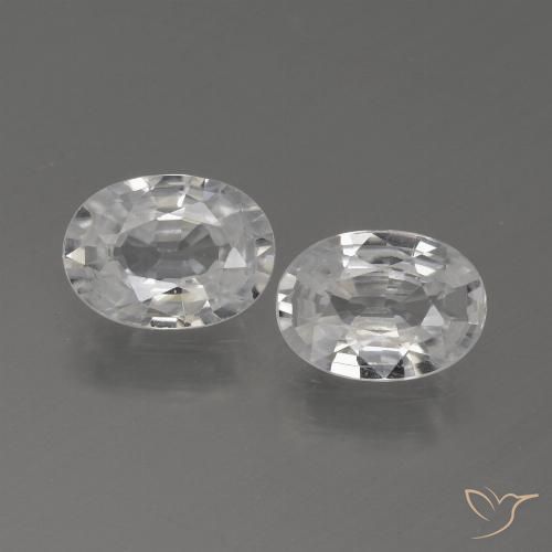 2.23 ct White Zircon, 7.1 x 5.2 mm Oval Cut From Cambodia, Photo A