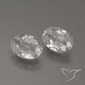 2.29 ctw White Zircon Stones, Natural Zircon in Oval Facet Shape for Sale