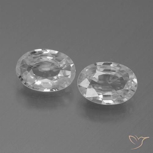 2.16 ct White Zircon, 7.1 x 5.1 mm Oval Cut From Cambodia, Photo A