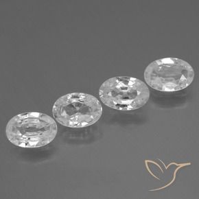 3.86 ctw White Zircon Stones, Natural Zircon in Oval Facet Shape for Sale