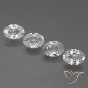 3.47 ctw White Zircon Stones, Natural Zircon in Oval Facet Shape for Sale