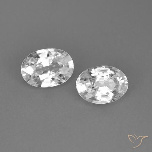2.25 ctw White Zircon Stones, Natural Zircon in Oval Facet Shape for Sale