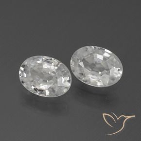 2.41 ctw White Zircon Stones, Natural Zircon in Oval Facet Shape for Sale