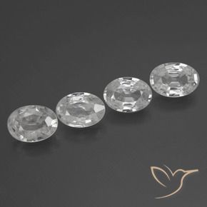 3.88 ctw White Zircon Stones, Natural Zircon in Oval Facet Shape for Sale