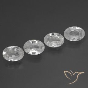 3.82 ctw White Zircon Stones, Natural Zircon in Oval Facet Shape for Sale