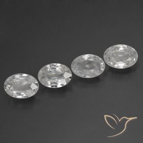 4.09 ctw White Zircon Stones, Natural Zircon in Oval Facet Shape for Sale