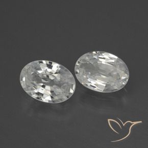 2.14 ctw White Zircon Stones, Natural Zircon in Oval Facet Shape for Sale