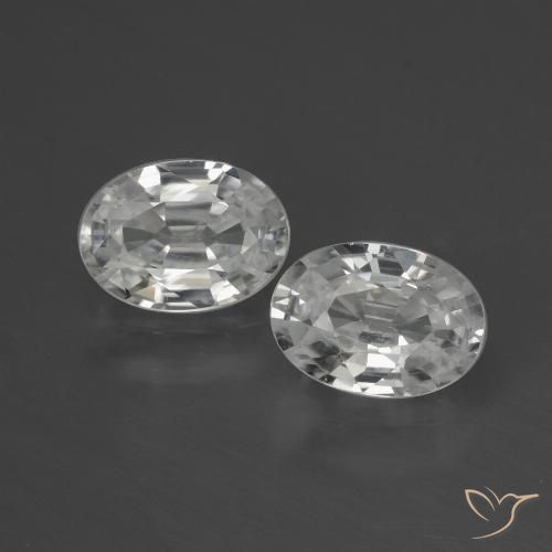 2.32 ct White Zircon, 7.1 x 5 mm Oval Cut From Cambodia, Photo A