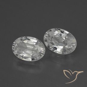 2.32 ctw White Zircon Stones, Natural Zircon in Oval Facet Shape for Sale