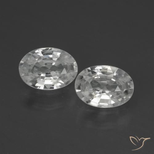 2.06 ct White Zircon, 7 x 5 mm Oval Cut From Cambodia, Photo A