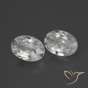 2.26 ctw White Zircon Stones, Natural Zircon in Oval Facet Shape for Sale