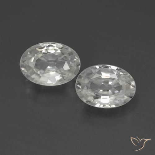2.28 ct White Zircon, 7.1 x 5 mm Oval Cut From Cambodia, Photo A