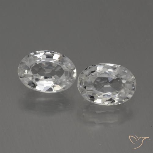 2.4 ct White Zircon, 7.1 x 5 mm Oval Cut From Cambodia, Photo A