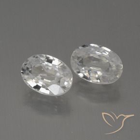2.40 ctw White Zircon Stones, Natural Zircon in Oval Facet Shape for Sale