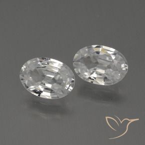 2.15 ctw White Zircon Stones, Natural Zircon in Oval Facet Shape for Sale